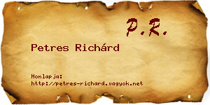 Petres Richárd névjegykártya